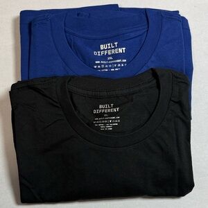Built Different Men's 2 Pack Premium Crew Neck Tees-Size 2XL-Royal Blue & Black